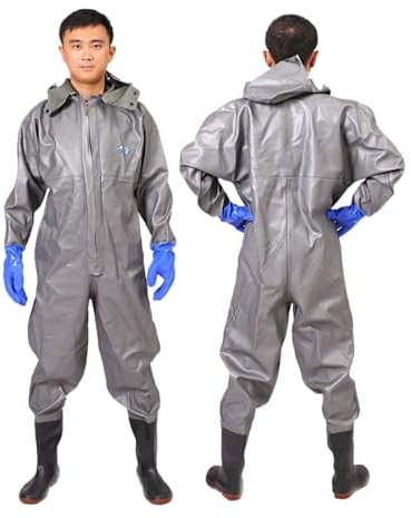Chaoyilian Wathosen Angeln,wasserdichte Wathose für Herren Damen,mit Stiefeln,Anglerhose mit Riemen,Jugendliche Angeln Wathosen,Verstellbarer Schultergurt,für Waten,Jagen,Arbeiten im Schlamm