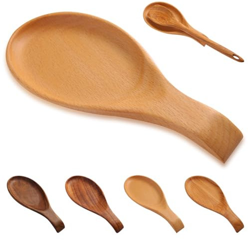 Repose-cuillère en Bois Hêtre, Repose Cuillère Cuisine, Pour Louches, Pinces, Spatule, Porte-cuillère Pour Cuisinière, pour Ranger Les Ustensiles de Cuisine(Hêtre)
