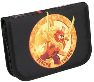 SKANDO BAGS LEGO® NINJAGO® Federmäppchen Junge gefüllt Dragon Energy – Federmappe mit Klappe inkl. Schulzubehör, Namensschild & Stundenplan, 20 x 14 x 4 cm – für Schule