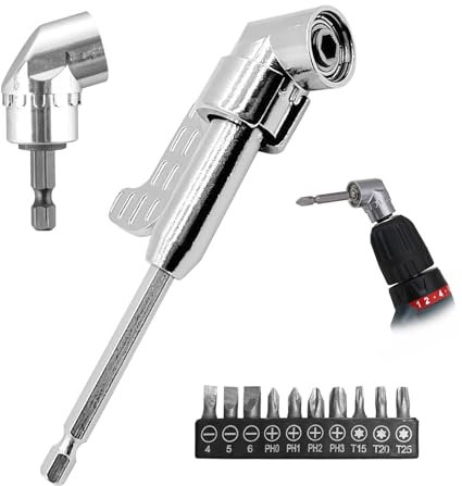 LUHOCIY 12 Pezzi Snodo per Avvitatore, Avvitatore Angolare, Attacco per Cacciavite Angolare per la Costruzione con Cacciaviti e Trapani, Combinazione di Materiali Robusta, Resistente Alla Ruggine