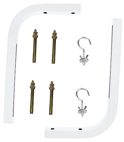 MOLUCKFU 2pcs Iron Projector Screen Holder with Hook, L-shaped Wall Mount Bracket for Manual Screens, Secure Mounting for Concrete Walls and Drywall