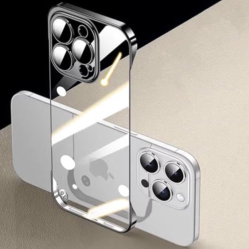 FAOMSEBS Senza Bordo Trasparente Cover per iPhone 15 Pro [Protettore per Lenti Fotocamera] (Sensazione di Metallo Nudo) Custodia Sottile Case per iPhone 15 Pro Cover Antishock 6,1'' 2023