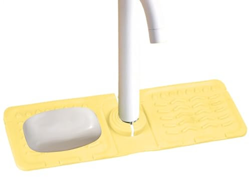 Tappetino per lavello da cucina, paraspruzzi, in silicone, con manico per rubinetto, vassoio raccogli con foro rotondo per casale,