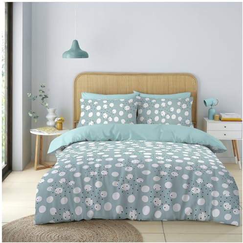 GC GAVENO CAVAILIA Duck Egg Duvet Cover Sets Double | Polka Dots Duvet Cover Microfiber Bedding Set | Breathable Comforter Bed Cover With Matching Pillowcases