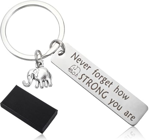 Mabor Schlüsselanhänger Elefant, Mama Geschenk Elefanten Deko Erbauende Motivationsgeschenke Taschenanhänger Silber Starke Frauen Metall Schlüsselanhänger Klein für Freunde Familie Geschenk Key Chain