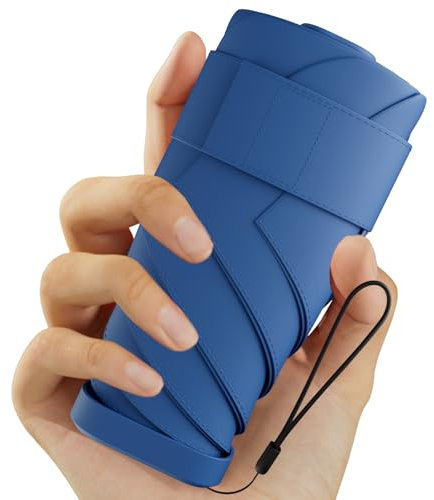 Ombrello pieghevole da viaggio mini taglio a vento,ideale da tenere in tasca o in borsa, ombrello portafoglio in tessuto ecologico, ideale per i viaggi quotidiani, ragazzi e ragazze, regali, blu