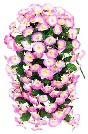 Générique Fausses Morning Glory Fleurs Extérieur - Artificielles en Fleurs - Décoratives Réalistes pour Le Printemps Et L'Automne sur Balcon Terrasse Patio Porte Gazébo Cour Porche