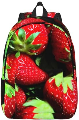 YQxwJL Sac à dos imprimé fraise pour femme, sac à dos de transport pour ordinateur portable pour week-end, affaires, randonnée, voyage, noir, Small