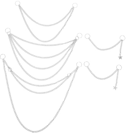 HONMEET 5 Stück Punk Hip Hop Haar Ketten Metall Zopfschmuck für Pferdeschwanz und Flechtfrisuren Leichte Braut Haar Ketten Schmuck Vielseitig für Hochzeit und Street Dance Styles