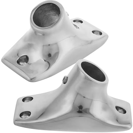 Toyvian 2PCS Stainless Steel Flagpole Holder Bracket Heavy Duty Weatherproof Flag Mount Base for Boats Yacht Deck Garden Wall Outdoor Use