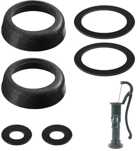 Ledermanschette, 2 Sets Leder Dichtungsset für Schwengelpumpe Typ 75 Schwengelpumpe Ersatzteile O-Ringe Dichtung und Kolbenmanschette für Gartenpumpe Handpumpe Brunnenpumpe (Schwarz)
