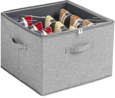 Schuhbox mit 12/16 Fächern, Faltbarer Schuhbehälter mit Griffen, Verstellbaren Trennwänden Und Transparentem Sichtfenster für Sandalen, Stiefel, Kleidung Und Spielzeug(16-Slot Shrapnel Version)
