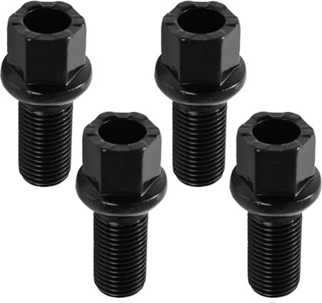 4x Radbolzen/Radmuttern WHT002437 431601139A Für VW Für Käfer Für Golf Für Jetta M14x1,5, 28 Mm Gewinderadius Auto-Radschrauben(Schwarz)