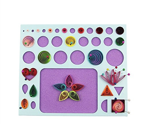 YURROAD Paper Quilling Template Board with Pins, 3 in 1 Quilling Board with Large Work Surface, Multi-Size Shape Guides & Ruler, EVA Quilling Sizing Board for Beginners, Cards, Flowers & DIY Paper Art