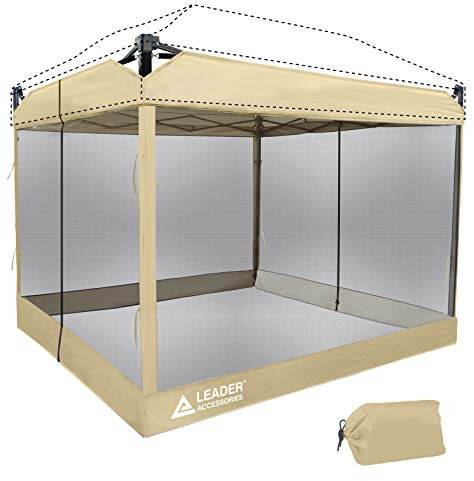 Leader Accessories Netz-Wandpaneele mit Reißverschluss für 3 x 3 m Betthimmel, nur für Wände, Rahmen und Oberseite Nicht im Lieferumfang enthalten Screen Room for 10' X 10' Beige mesh Wall