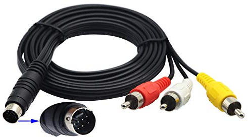 zdyCGTime 3 RCA Plug to 7 Pin Mini DIN Plug Extension Cable S-Video 7 Pin DIN Male to 3 RCA Male RGB Composite Video Extender Cable Adapter for DVD,TV,HDTV,VCR's,CD Players,PC Laptop(5ft/1.5M)