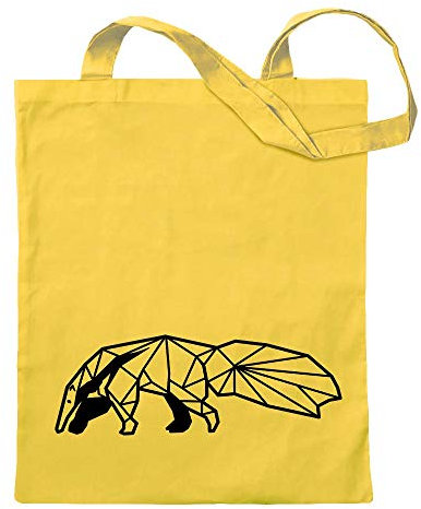 Kiwistar - Baumwolltasche - gelb - Ameisenbären Polygon - Tragetasche Stoffbeutel Umhängetasche Langer Henkel