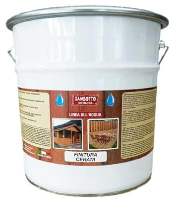 ZAMBOTTO VERNICI Finitura Cerata all'Acqua Trasparente per Legno da Interni ed Esterni da 5 Litri (Satinata 30 gloss)