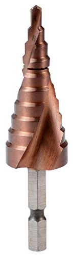 KATUR Broca escalonada de 4 a 20 mm, 9 tamaños de escalones, dos grandes flautas en espiral, vástago hexagonal de 1/4 pulgadas para cortar agujeros en metal, madera y plástico (4 a 20 mm)