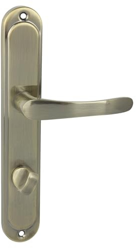 domino Türgriff 78 Drückergarnitur WC - Badezimmer Set | Links & Rechts Türbeschlag für WC/Badezimmertüren | L-Form | Türbeschläge aus Aluminium |Bronze Türdrückergarnitur| NOVA M3