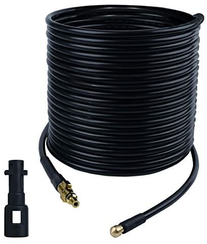 Manguera de lavado a presión de 30 m, kit de limpieza de tuberías de drenaje de alta presión de 160 bar 2300 PSI para máquina de limpieza común, incluye adaptador para Karcher K1-K7 (30 m, negro)
