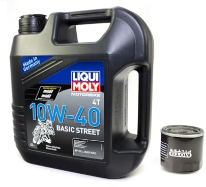 Motoröl Set mineralisch 10W40 4 Liter + Ölfilter MF204 für Arctic Cat H o n d a Kawasa ki S u z u k i Trium ph Yamaha Cat CB CBF CBR GL ST VFR VT VTX