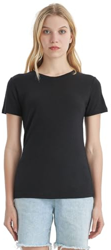 Merino Protect 100% Mérino Tee Shirt Femme Anti-odeurs sous vêtement Doux Laine Mérinos Manches Courtes T-Shirt Respirant Fonctionnel Randonnée(Noir,X-Small)