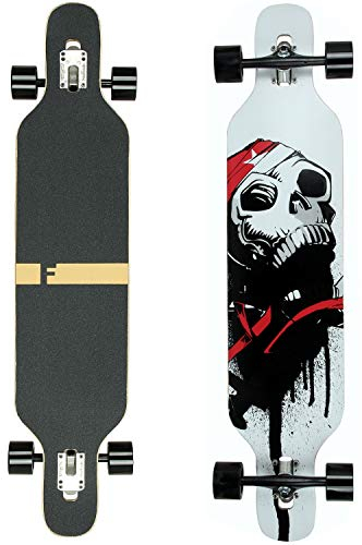 Flex1 bis 122kg - Camber Longboard (Flex1 bis 122kg, weiß Skull - Ahornholz)