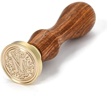 PandaHall 1 x Alphabet-Wachs-Siegelstempel mit Buchstabe M, Vintage-Stil, Retro, Alphabet, Scrapbook, Messing-Stempel für Hochzeitseinladungen, Briefkarten, Umschläge, Goldfarben.