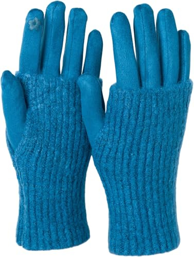 styleBREAKER Damen 3-in-1 Touchscreen Stoff Handschuhe Stulpe | Leitfähige Fasern für Smartphones, fingerlose Strick-Manschette einzeln oder kombiniert tragbar, Einheitsgröße 6-8 EU.