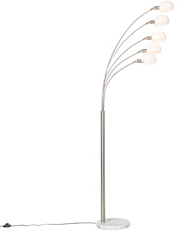 Qazqa Design Stehleuchte, Stehlampe - Sixties - Weiß, max. 25W, Geeignet für LED, 5-flammig, 198cm, Ideal als Schlafzimmerlampe und Wohnzimmerlampe