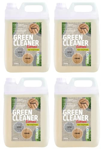 Liquipak Green Cleaner Extreme 4x5L – Extra strong mould, algae & lichen remover. Ready-to-use patio, driveway, decking & fencing cleaner for heavy-duty outdoor use.