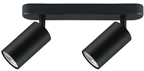 Maclean MCE452 B spot de plafond 2-flammes 2xGU10 douille pour ampoules LED & halogènes jusqu'à 35W plafonnier applique murale 55x100mm rotatif pivotant (2-flammes sans ampoules, noir)