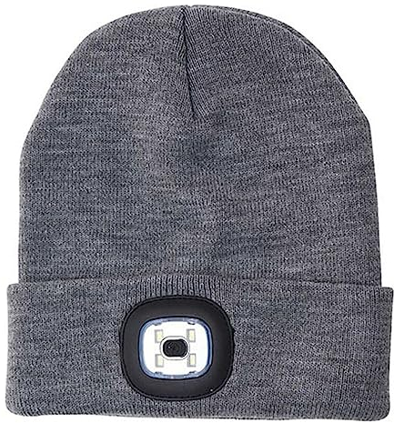 KOVA Wintermütze warm Beanie Strick Mütze mit LED Frontlicht/Rücklicht schwarz