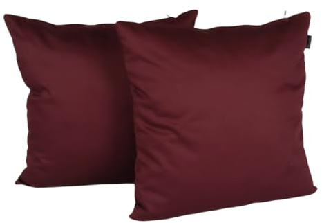 DiseLio - Fundas Cojines 45x45 Color Liso Granate Caoba - Juego 2 Fundas Cojín Sofá y Cama Almohadones Decorativos Tejido Fuerte Resistente Algodón y Poliéster Cremallera Oculta (45x45 Granate C)
