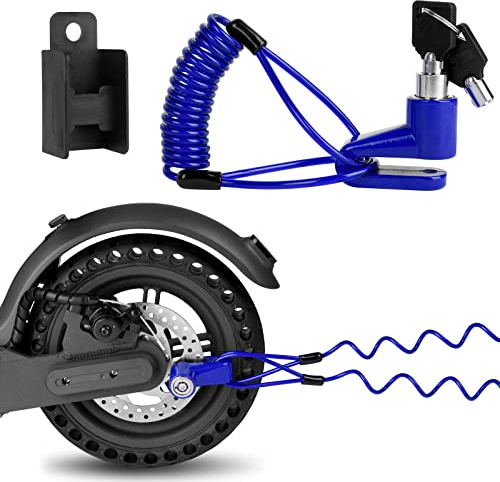 Antivol Trottinette Electrique,Verrou de Frein à Disque, Scooter Électrique Anti-Vol De Fil d'acier Antivol Disque Freins, Antivol Sécurité pour Xiaomi M365 Scooter Accessoire Antivol Sécurité(Bleu)