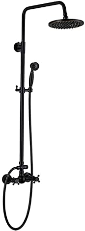 CAZARU Duschsystem, Luxus-Duscharmatur-Set, Wandmontage, Duschmischbatterien, Set mit 20 cm Kopfbrause und Handbrause, Aufputz-Duschsäule, einfache Installation, schwarzes Bronze-Finish