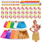 Gukasxi Lot de 50 jupes hawaïennes en herbe hula et guirlandes hawaïennes, 10 jupes hawaïennes, 10 colliers hawaïens, 10 colliers de fleurs Luau et 20 bracelets tropicaux, cadeaux de fête hawaïens