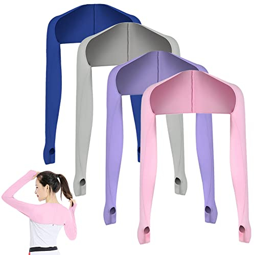 Surakey Armstulpen Damen 4 Stück UV-Schutz Bolero Damen Sonnenschutz Kühlender Schal Armmanschette Fingerlöcher Arm Kühlschal Wrap Golf Kühlung Schal Armmanschette Schultertuch Damen