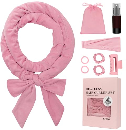 Lockenwickler Über Nacht Lange Haare,Haare Locken Ohne Hitze Heatless Hair Curler Band 180 Cm Weicher Samt Rutschfest Sleep Tie Mit Stirnband Locken Band Zum Schlafen (pink)