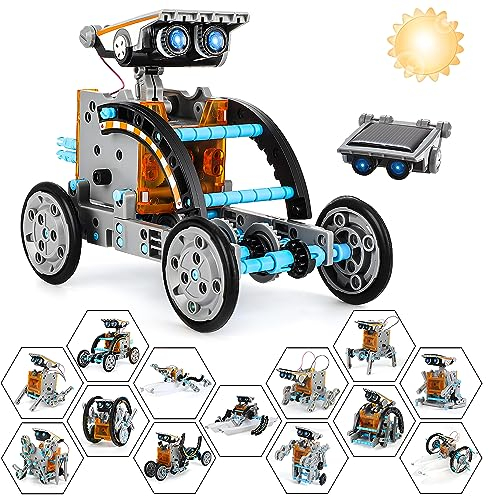 Weinsamkeit Solar Roboter Bausatz, 13 in 1 Solarenergie Kinder Spielzeug, STEM DIY Konstruktion Bauset Education Solar Roboter Spielzeug, Lernspielzeug Geschenk für Jungen Mädchen ab 8 bis 13 Jahren