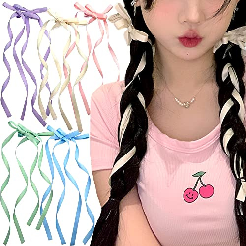 10Stück Lange Bänder Haarschleife Haarspangen Damen Schleife Haare Schleifenband Haarspange Haarschleifen Mädchen Satinband Schleifen Haarclips Hair Clip Hair Accessories Women Haarklammer Haarschmuck
