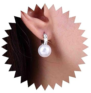 TseenYi Kristall Perlen Ohrringe Vintage Perle Braut Ohrring Silber Cz Huggie Hoop Ohrring Weiße Perle Tropfen Strass Ohrringe Cz Perle Hochzeit Ohrring Schmuck Für Frauen Und Mädchen Geschenke