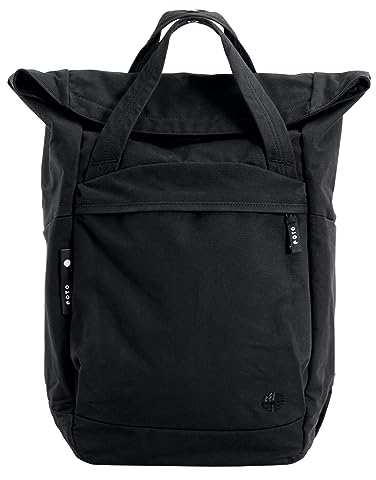 eoto Rucksack Water Ice:OLATED DEEP Black Daypack für Uni, Reisen, Job und Freizeit in schwarz, nachhaltig, Tagesrucksack, Reiserucksack, Damen, Herren, 22 L