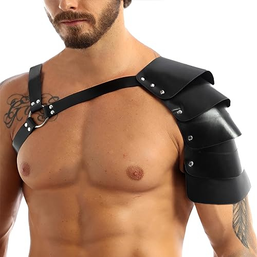 Arnés medieval de cuero para hombre, para Halloween, cosplay, caballero, pecho, arnés ajustable, almohadilla vikinga para el hombro