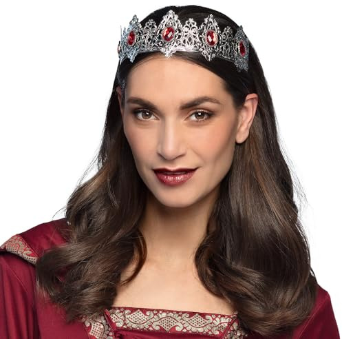 Boland 64570 - Königin Krone, Haarreif mit Schmucksteinen, Prinzessin, Zubehör für Faschingskostüme, Karneval und Mottoparty