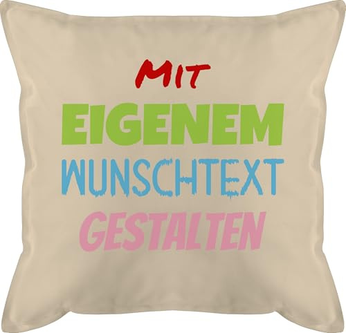 Kissen 50x50 - Aufdruck selbst gestalten - Wunschtext I Mit eigenem Text personalisiert I Custom Text - 50 x 50 cm - Beige Natur - Bedrucken Lassen nur Schrift muttertagskissen personalisierte