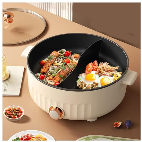 ARTSIM Appareil A Fondue, RevêTement AntiadhéSif Fondue Chinoise Traditionnelle Convient Aux Petites FêTes (avec 2 Filets Non éTanches),White