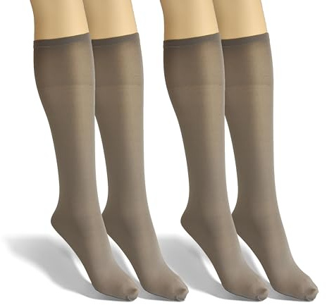 sesto senso Damen Kniestrümpfe Microfaser Blickdicht 40 Den 2 Paar Kniesocken Bunt Seidenglatt