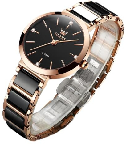 OLEVS Watches for Women UK Waterproof Quartz Women’s Watches Ceramic Stainless Steel Watch Band Montre Femme Elegant Birthday Gifts for Women Ladies Girls